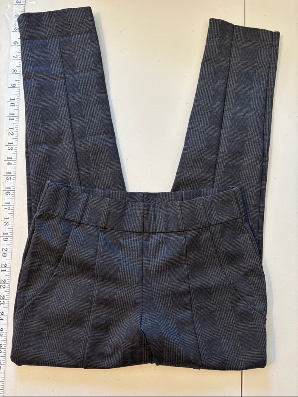 Thalian Charcoal Plaid Pull On Size XS Legging Pants Academia Preppy Nerd